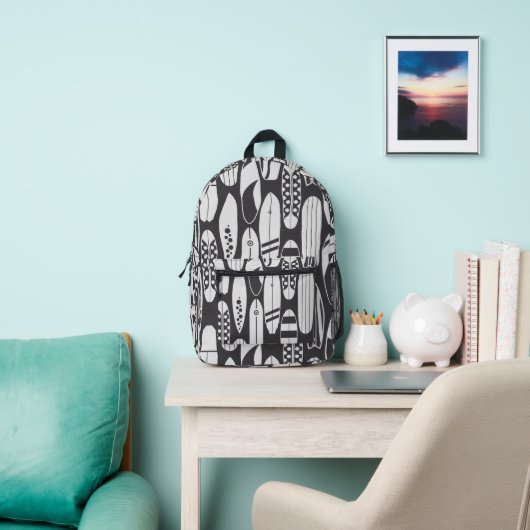 Sac À Dos Imprimé Surfer Plage Noir Blanc Surfer (Insitu)