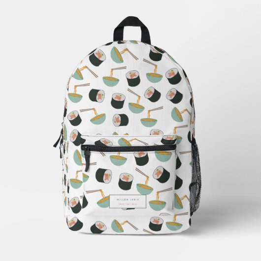 Sac À Dos Imprimé Sushi et nouilles Motif Nom personnalisé École (Recto)