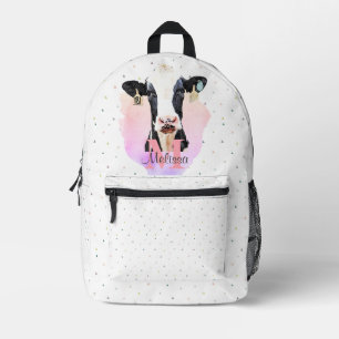 Sac À Dos Imprimé Sweet Holstein Vache Enfants Rose Nom Monogramme A