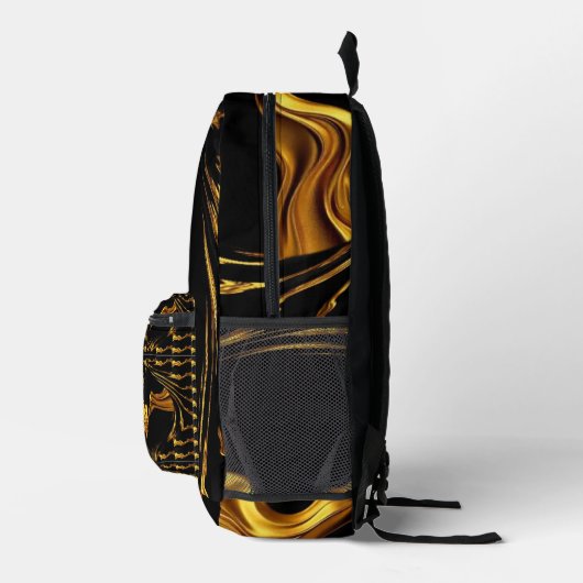 Sac À Dos Imprimé Swirl Liquid Gold Black Monochrome Christian Achem (Droite)