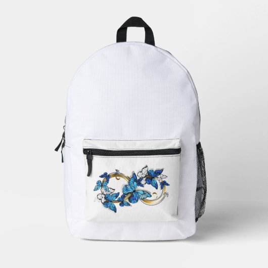 Sac À Dos Imprimé Symbole infini de papillons Morpho bleus (Recto)