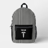 Sac À Dos Imprimé SYMBOLE Médicale PERSONNALISÉ BLANC ET NOIR (Recto)