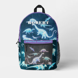 Sac À Dos Imprimé T-Rex Amis Squelette Fluorescent Dinosaures