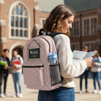 Sac À Dos Imprimé Tableau Noir Suspendu Rose ID397