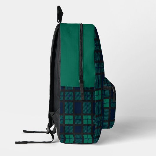 Sac À Dos Imprimé Tartan bleu vert tacheté personnalisé rustique (Gauche)