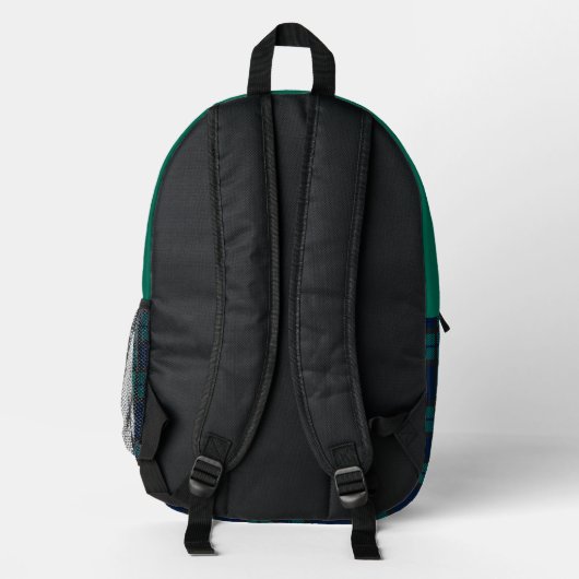 Sac À Dos Imprimé Tartan bleu vert tacheté personnalisé rustique (Verso)