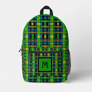 Sac À Dos Imprimé Tartan Motif Plaid Check vert orange noir