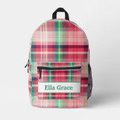 Sac À Dos Imprimé Tartan rose vert (Recto)