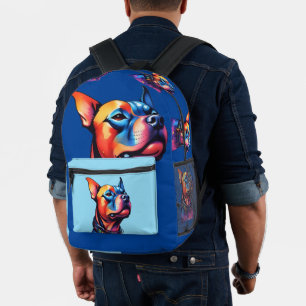 Sac À Dos Imprimé Taureau coloré Terrier Conception Cyberpunk,