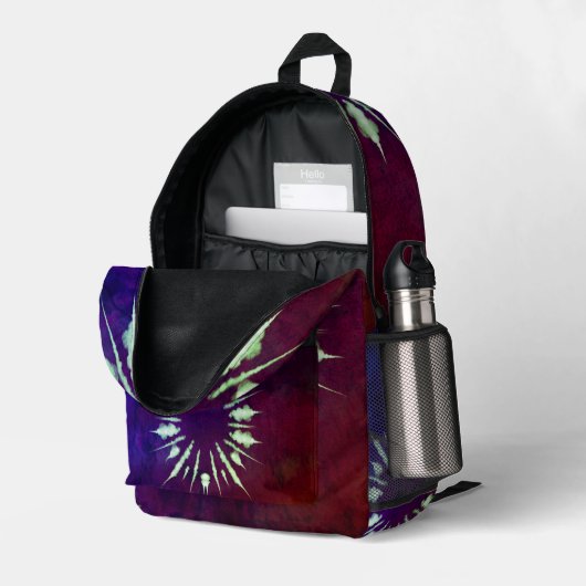 Sac À Dos Imprimé Teinture tie dye violet (Coin arrière droit (ouvert))