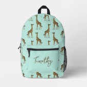 Sac À Dos Imprimé Tendance Giraffe Imprimé Mint et Or (Recto)