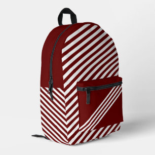 Sac À Dos Imprimé Tendance Moderne Rouge Avec Rayure Blanche Diagona