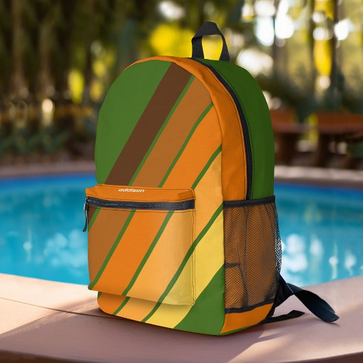 Sac À Dos Imprimé Tendance Retro Stripes 4 Photo Collage - Avocado