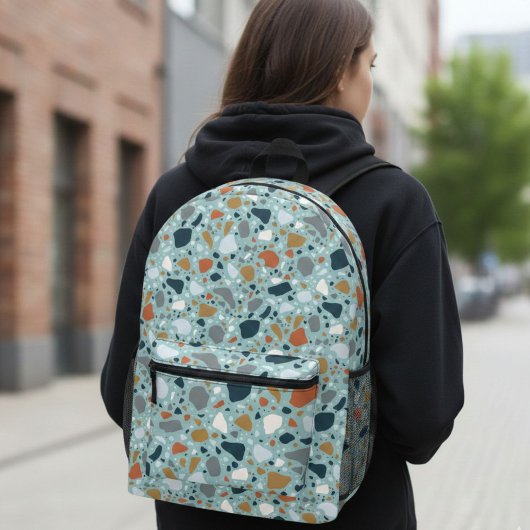 Sac À Dos Imprimé Terrazzo En Bleu