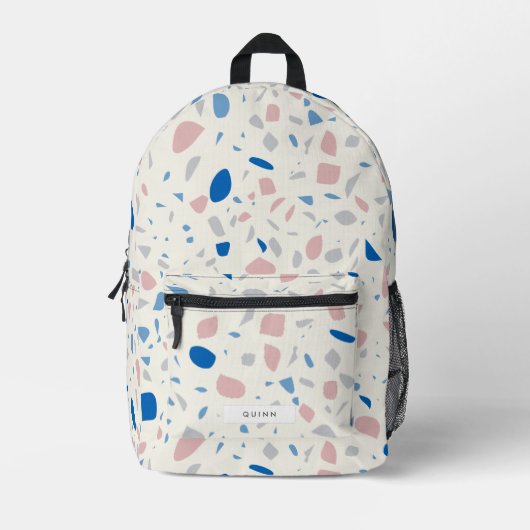 Sac À Dos Imprimé Terrazzo Motif Neutre Naturel Élégant (Recto)