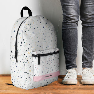 Sac À Dos Imprimé Terrazzo Pastel Retour à l'école Moderne Rose