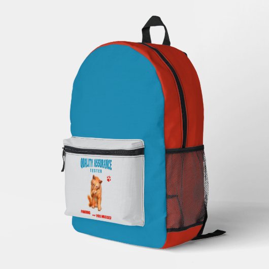 Sac À Dos Imprimé Testeur QA Humour de chat (Coin arrière droit)