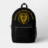 Sac À Dos Imprimé Tête de bison buffle gravée dans un design circula (Recto)