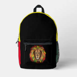 Sac À Dos Imprimé Tête de lion rasta rouge jaune vert dessin Jamaïqu