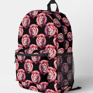 Sac À Dos Imprimé Tête de lion rose motif animal design - Noir