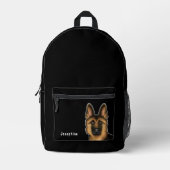 Sac À Dos Imprimé Tête Et Nom De Berger Allemand Noir Et Tan Noir (Recto)