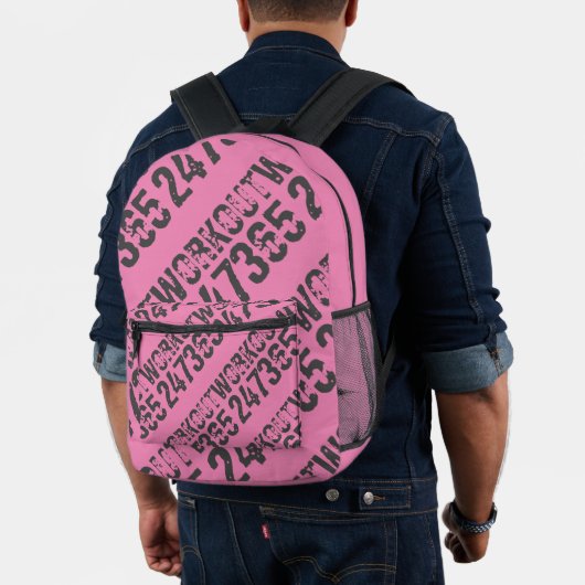Sac À Dos Imprimé Texte usé et rayé Workout 247365 rose (Insitu (Modèle))