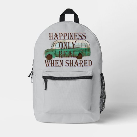 Sac À Dos Imprimé The Magic Bus: Happiness Only Real When Shared -  (Recto)