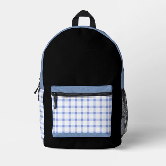 Sac À Dos Imprimé The Modern Classic — Blue & White Gingham (Recto)