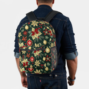 Sac À Dos Imprimé Thème de Noël festif Poinsettia Motif