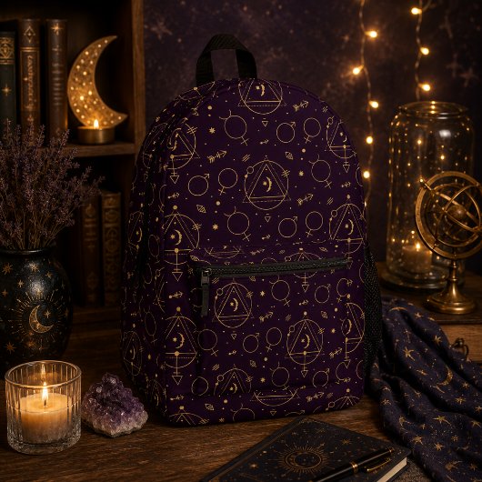 Sac À Dos Imprimé Thème Eclipse Solaire de l'Étoile d'Or Céleste