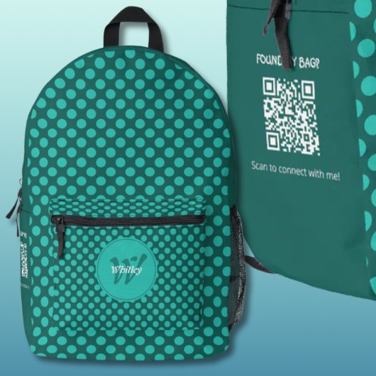 Sac À Dos Imprimé Thème élégant à pois Code QR dynamique intelligent