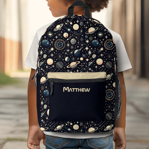 Sac À Dos Imprimé Thème Espace Extérieur Rétro Moderne Nom Personnal