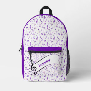 Sac À Dos Imprimé Thème musical violet personnalisé
