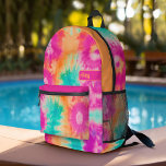 Sac À Dos Imprimé Tie Dye Motif Hot rose orange Turquoise - nom pers<br><div class="desc">Un design audacieux et coloré aux tons roses chauds, orange et bleu aqua avec un bloc de couleur amusant pour ajouter votre nom ou n'importe quel texte. Le motif de teinture à cravate fou a une variété de couleurs. Vous pouvez ajouter un nom, un monogramme ou un autre texte personnalisé....</div>