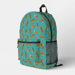Sac À Dos Imprimé Tiger sur Motif Turquoise