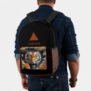 Sac À Dos Imprimé Tigre 3D Moderne Nom Personnalisable 