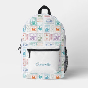 Sac À Dos Imprimé Timbres de poste de voyage
