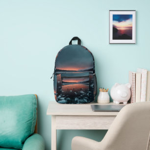 Sac À Dos Imprimé 🌅 Titre Crépuscule Océanique – Belle Esthétique S