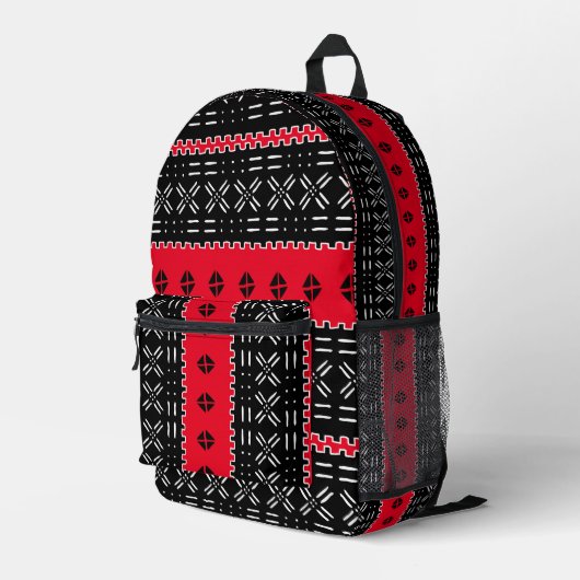 Sac À Dos Imprimé Toile de boue moderne noire et rouge (Coin arrière droit)
