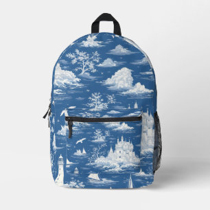 Sac À Dos Imprimé Toile marine bleue de Jouy