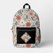 Sac À Dos Imprimé Tons boho assourdis personnalisés (Recto)