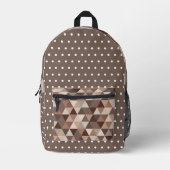 SAC À DOS IMPRIMÉ TONS DE CHOCOLAT BROWN POIS & TRIANGLES (Recto)