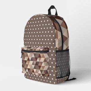 SAC À DOS IMPRIMÉ TONS DE CHOCOLAT BROWN POIS & TRIANGLES