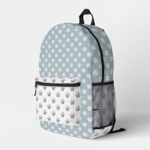 SAC À DOS IMPRIMÉ TONS DE FLEURS BLEUES ET BROWN EN PETIT JOUR