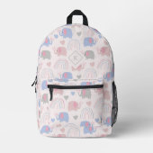 Sac À Dos Imprimé Tons doux éléphants mignons et le coeur motif boho (Recto)