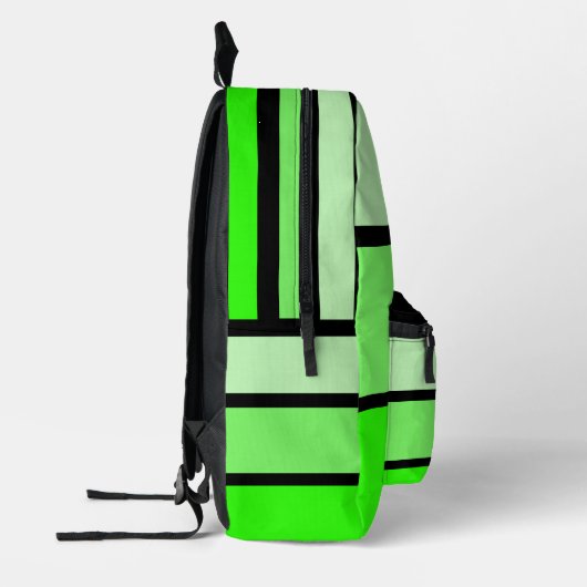 Sac À Dos Imprimé Tons vert néon Grandes rayures | Lettre initiale (Gauche)