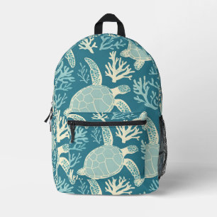 Sac À Dos Imprimé Tortue et corail minimalistes