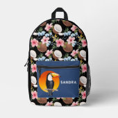 Sac À Dos Imprimé Toucan Tropical Floral et noix de coco (Recto)