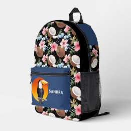 Sac À Dos Imprimé Toucan Tropical Floral et noix de coco
