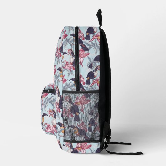 Sac À Dos Imprimé Toucans Avec Fleurs Exotiques (Droite)